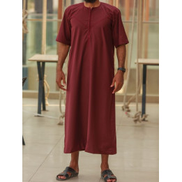Qamis emirati coton manches courtes prune