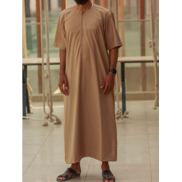 Qamis emirati coton manches courtes beige