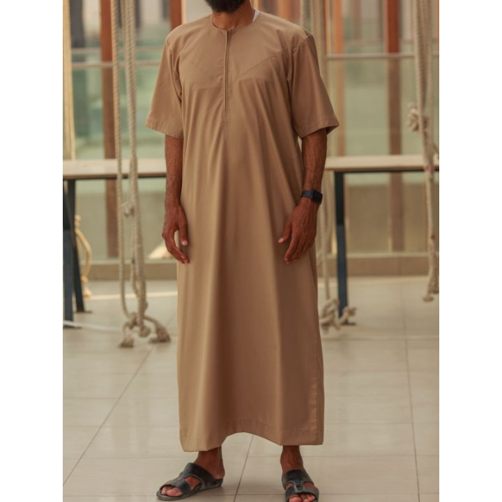 Qamis emirati coton manches courtes beige