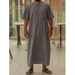 Qamis emirati coton manches courtes gris
