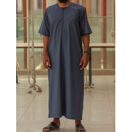 Qamis emirati coton manches courtes gris anthracite