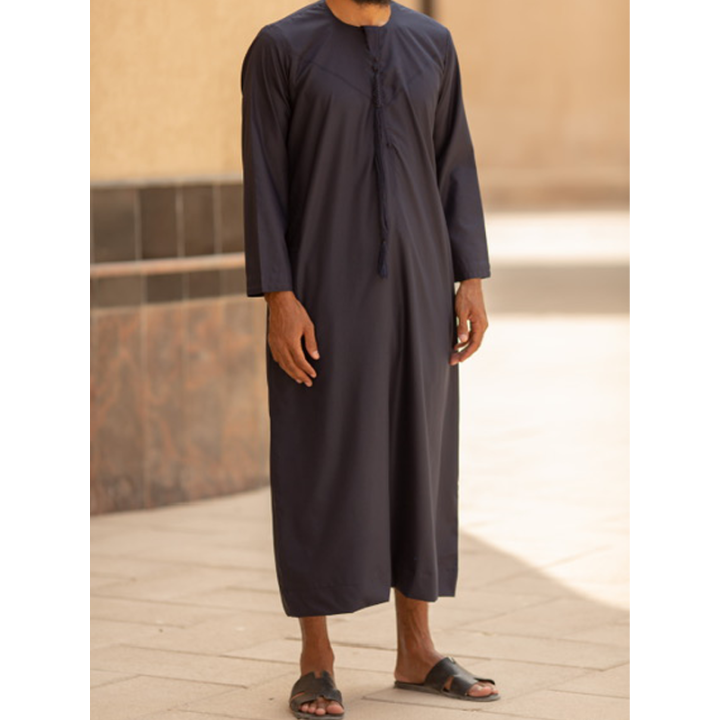 Emiratischer Qamis Marineblau - Baumwolle