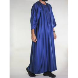 Gandoura marocaine Jawhara - Bleu marine / Broderie ton sur ton