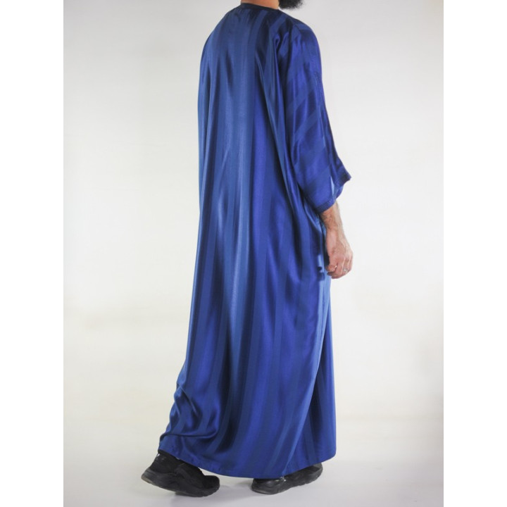 Marokkanische Djellaba Gandoura Marineblau / Ton-in-Ton-Stickerei
