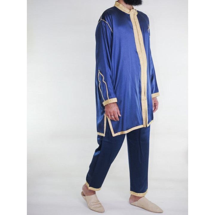 Jabador homme 2 Pièces - Bleu Marine broderie dorée