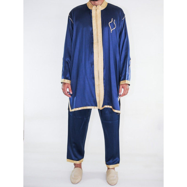 Jabador homme 2 Pièces - Bleu Marine broderie dorée