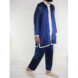 Jabador Mann 2 Teile - Blau und cremefarbene Stickerei