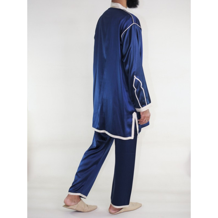 Jabador Mann 2 Teile - Blau und cremefarbene Stickerei