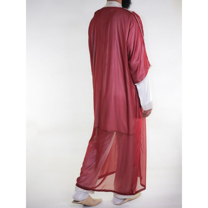 Jabador Mann 3-teilig - Off-White und Granatrot