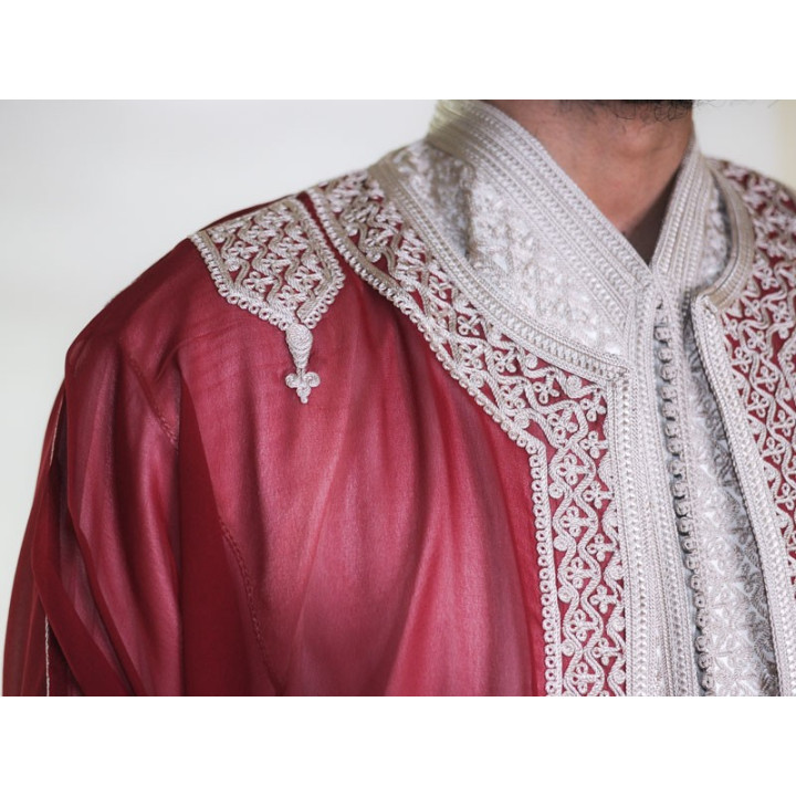 Jabador homme 3 Pièces - Blanc cassé et grenat