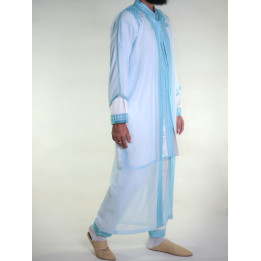 Jabador Mann 3-teilig - Off-White und Cyan-Blau