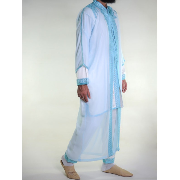 Jabador homme 3 Pièces - Blanc cassé et Bleu cyan