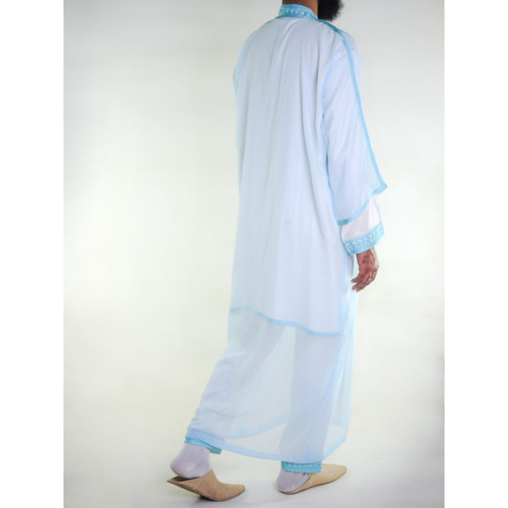 Jabador Mann 3-teilig - Off-White und Cyan-Blau