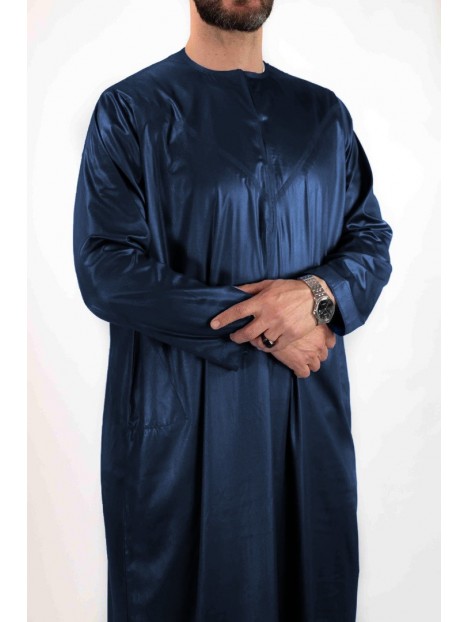 Qamis Emirati Bleu Marine - Satiné Precious
